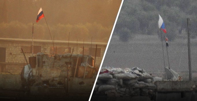 Terör örgütü YPG, Afrin'de Rus bayraklarını çekti