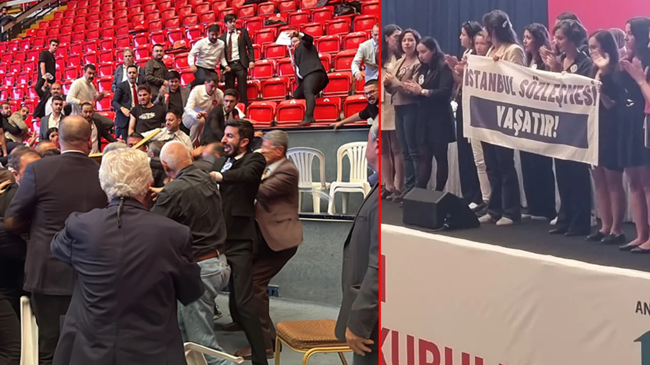 Terörist Apo’nun sloganını attılar! Ankara Barosu Genel Kurulu’nda ortalık savaş alanına döndü