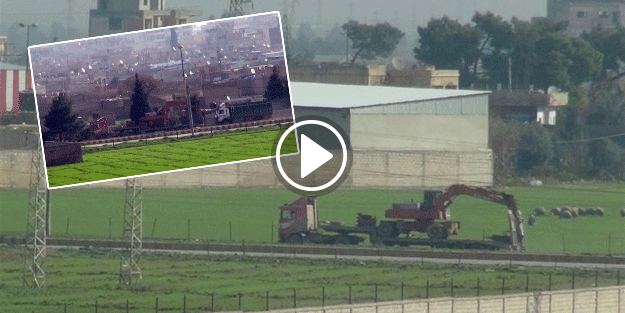 Teröristlere hendek kazmaları için gönderilen iş makineleri böyle görüntülendi