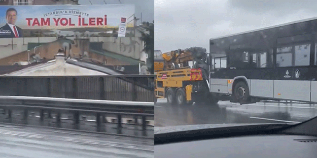 Tesadüf ama ibretlik! Metrobüs 2 gövdeli Ekrem 'tam yol ileri'