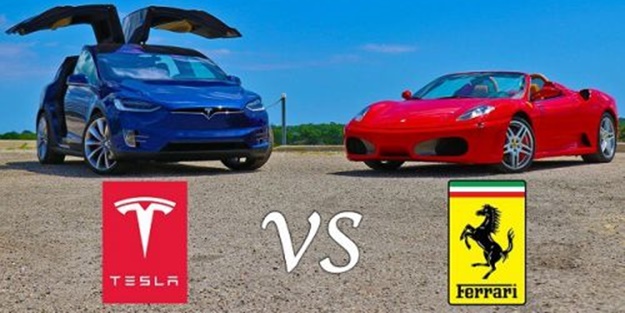 Tesla Model X, Ferrari F430'a karşı (Video)