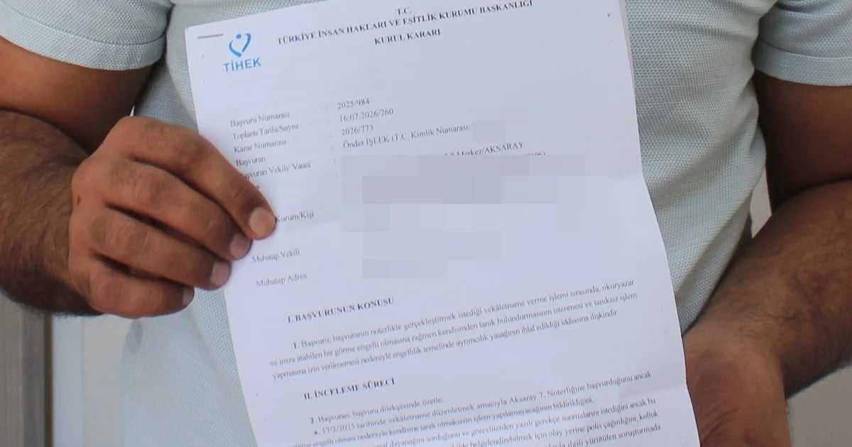TİHEK'ten görme engelli akademisyenin işlemini yapmayan notere 200 bin TL ceza