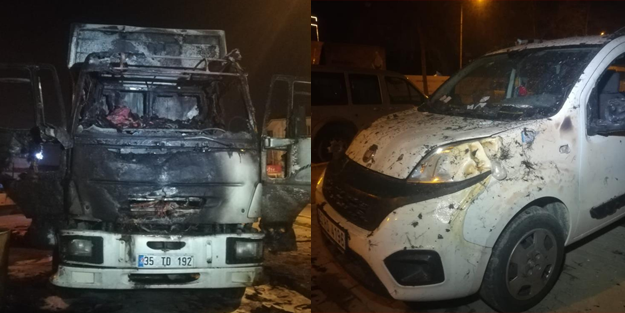 TIR'daki yangın yanındaki araca da sıçradı