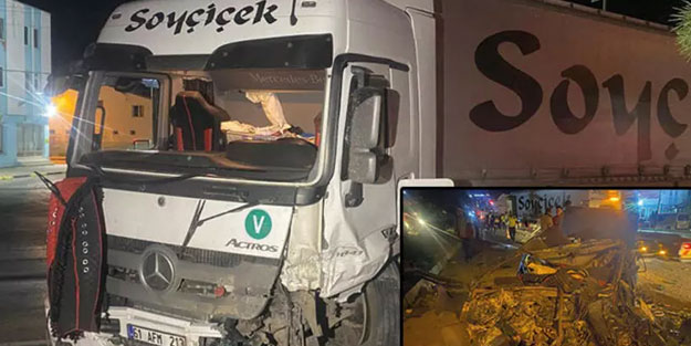 TIR'la çarpışan araç hurdaya döndü: 4 yaralı