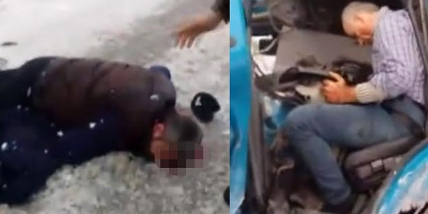 TIR'la kamyon çarpıştı, TIR sürücüsü yola fırladı