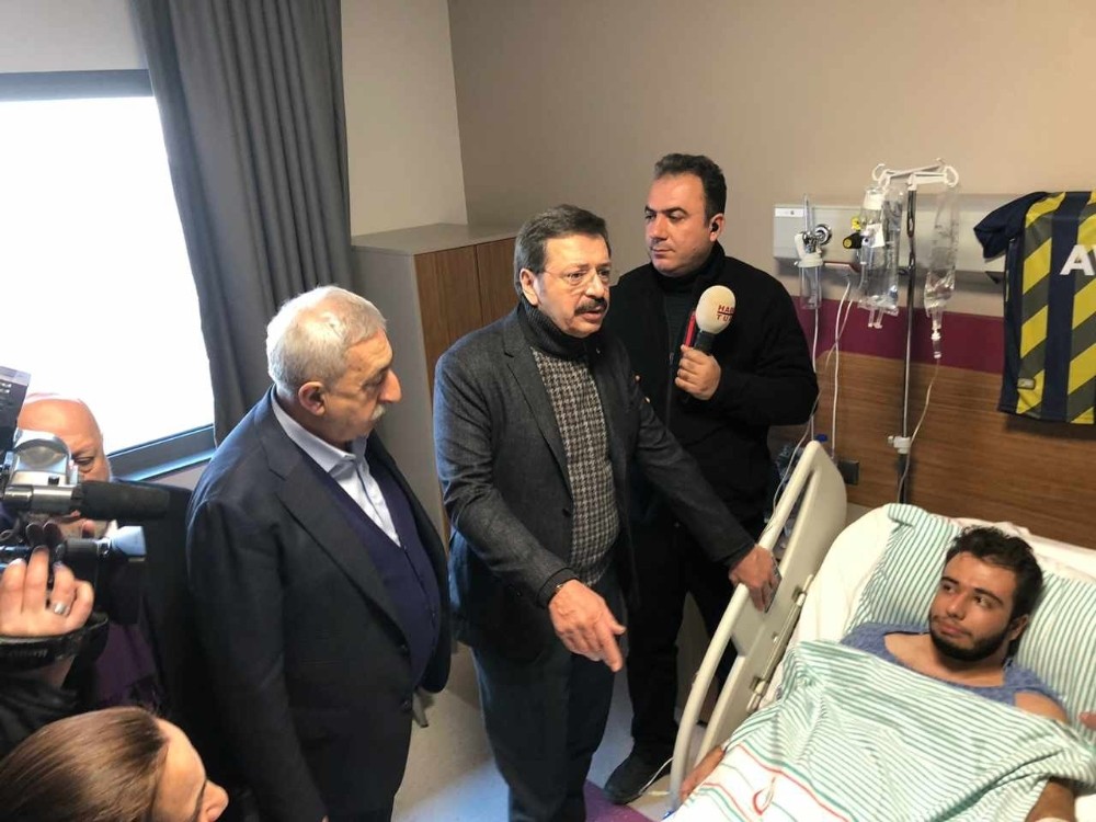 TOBB, TESK ve Hak-İş başkanlarından yaralı depremzedelere ziyaret 