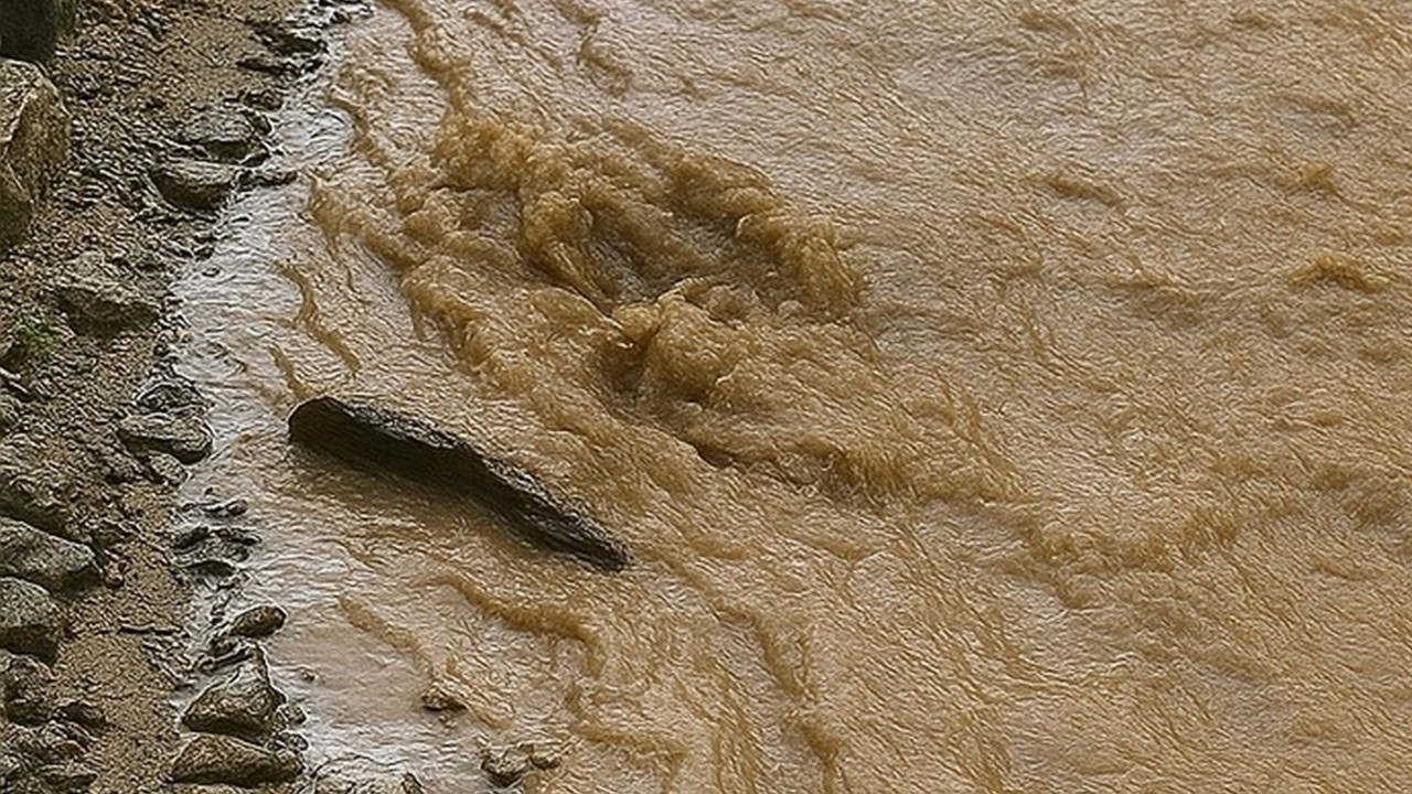 Tokat’ta sağanak yağış köy yollarını nehre çevirdi