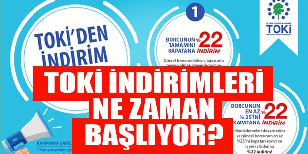 TOKİ indirimleri ne kadar? TOKİ konut ve işyeri indirim kampanyası ne zaman