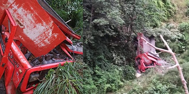 Trabzon'da feci kaza! Otomobil uçuruma yuvarlandı
