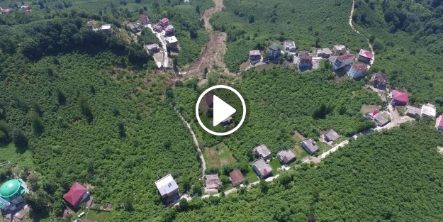 Trabzon'da heyelanın boyutu havadan görüntülendi