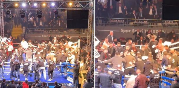 Trabzon’daki boks maçında büyük kavga! Onlarca seyirci ringe atlayıp boksörleri öldüresiye dövdü