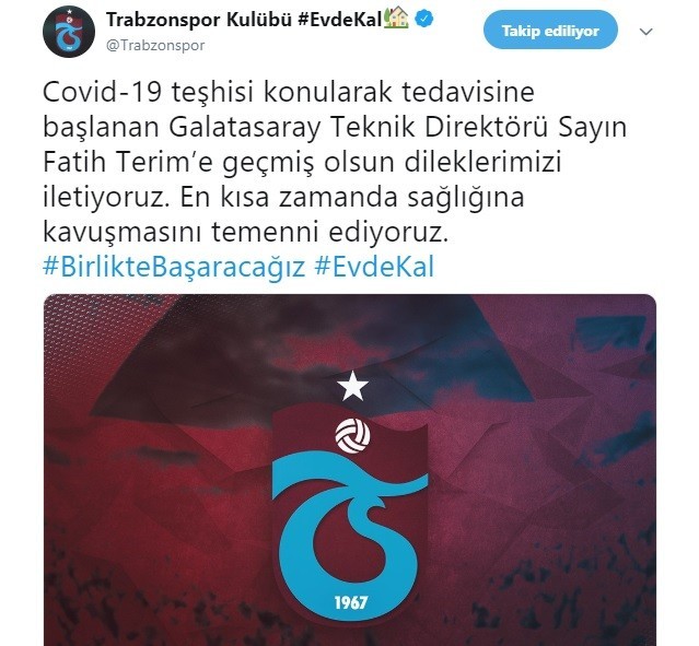Trabzonspor’dan Terim’e geçmiş olsun mesajı 