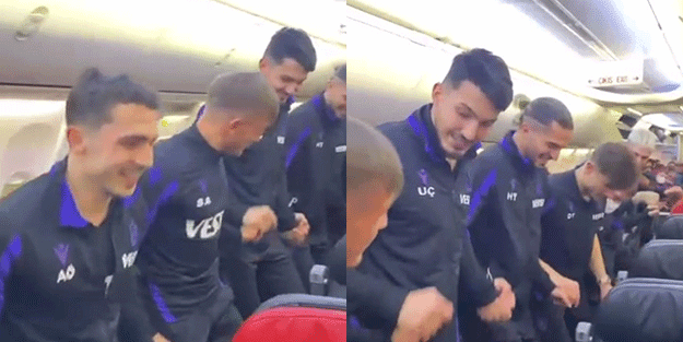 Trabzonsporlu futbolcular galibiyeti böyle kutladı! Horon ve kolbastı