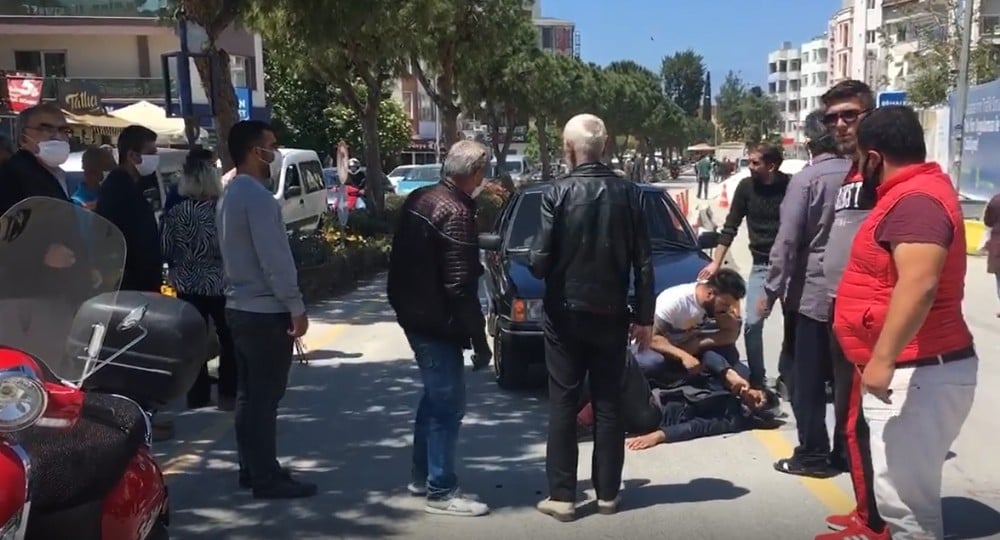 Trafik kazasında bir kişi yaralandı, meraklı vatandaşlar sosyal mesafeyi umursamadı 