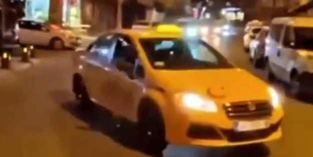 Trafikte drift atan taksici insanların canını hiçe saydı!