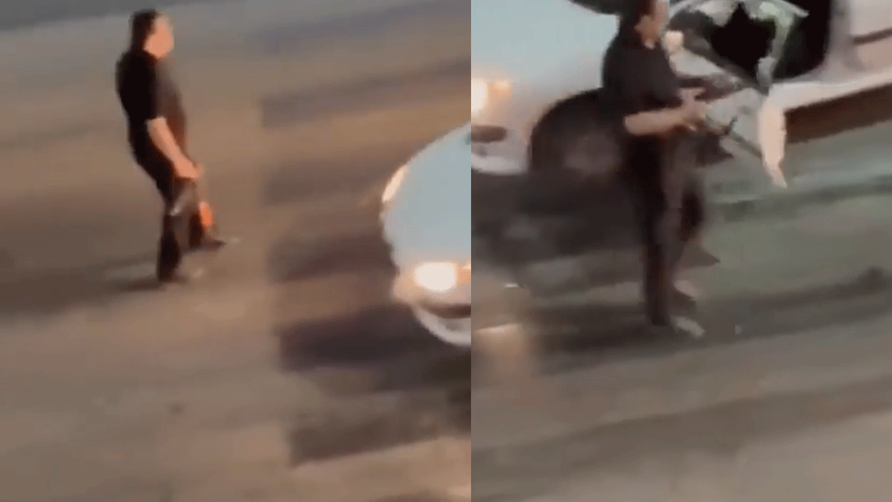 Trafikte şok görüntü! Kılıçla saldıran magandalara kalaşnikofla ateş etti