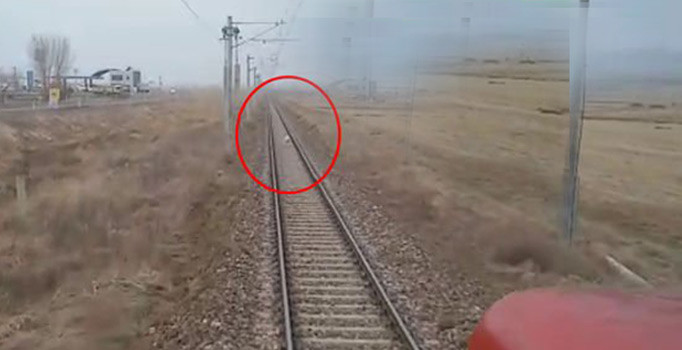 Tren raylarında şaşırtan görüntü! Makinist...