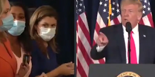 Trump, bu soru üzerine kürsüyü terk etti