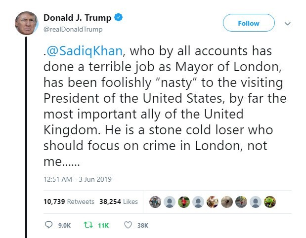 Trump, Sadık Khan’ı uçağı daha yere inmeden eleştirdi 