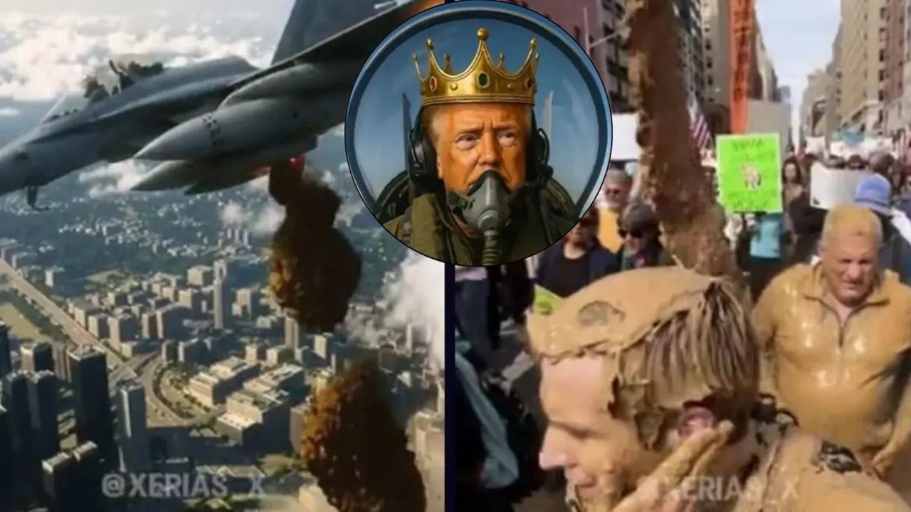 Trump, savaş uçağıyla kendisini protesto edenlerin üzerine dışkı yağdırdı