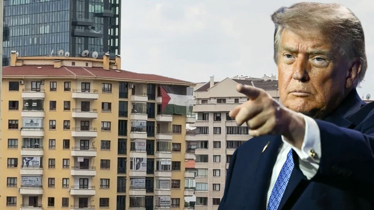 Trump’ın kalacağı otelin tam karşısına asıldı: Dışarı her baktığında Filistin’i görecek