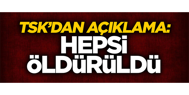 TSK'dan açıklama: Hepsi öldürüldü!