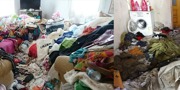 Tunceli'de bir evden 14 kamyon çöp çıkarıldı