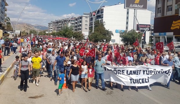 Tunceli'de terör örgütü PKK lanet yürüyüşü