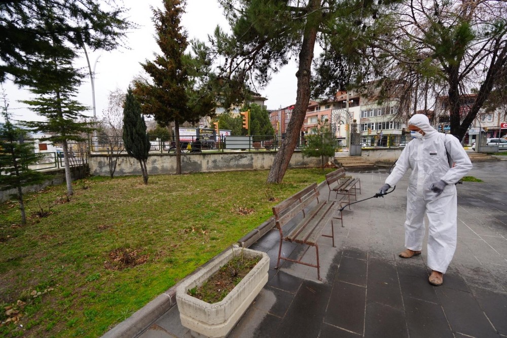 Turhal’da korona virüs temizliği 