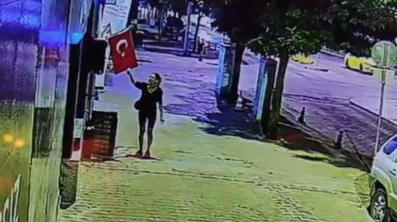 Türk bayrağını çakmakla ateşe vermişti: Alçak provokatör gözaltına alındı