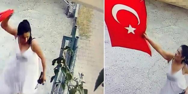 Türk bayrağını çöpe atan kadından pişkin sözler!