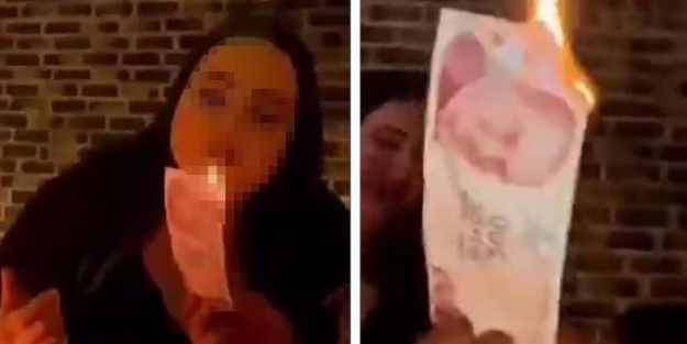Türk Lirasıyla sigaralarını yaktılar! Skandal görüntülere tepki yağdı