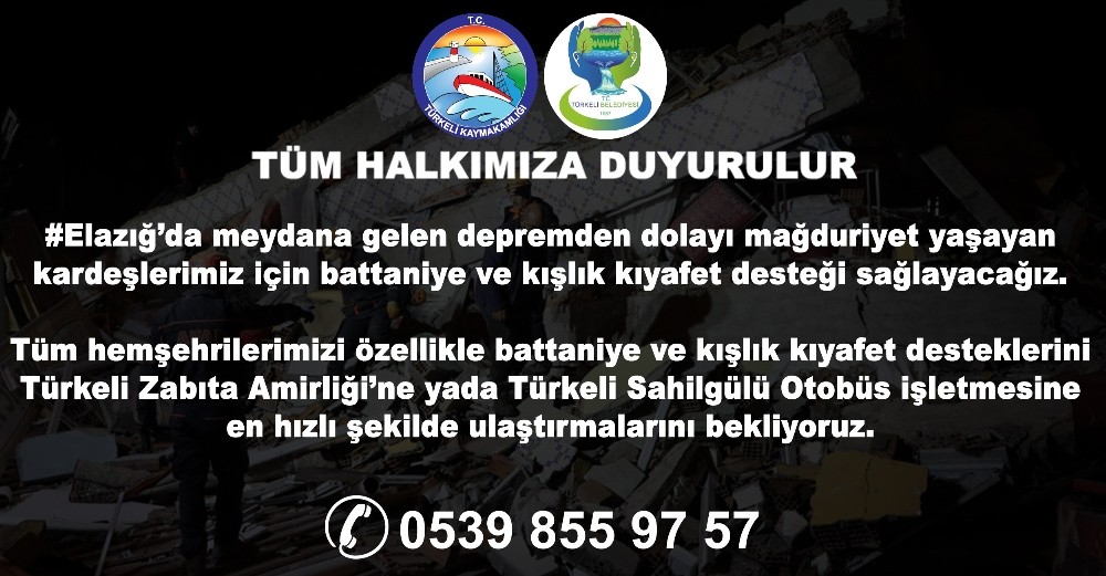 Türkeli’den Elazığ’a yardım eli 