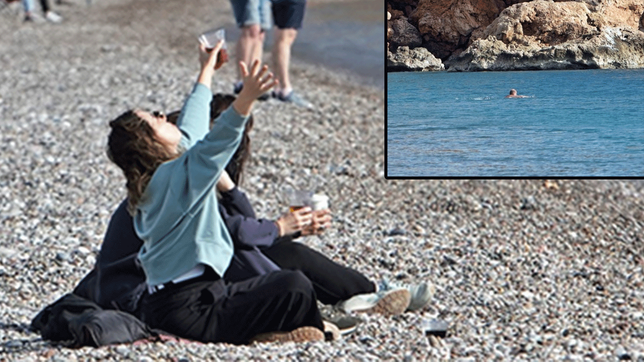 Türkiye donarken onlar denize girdi!