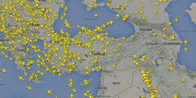 Türkiye üzerinden 15 saniyede bir uçak geçti