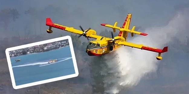 Türkiye yanıyor, kimileri ise Jet Ski derdinde! Yangın uçağının su almasına engel oldu