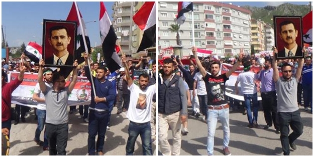 Türkiye'de katil Esed yürüyüşü!