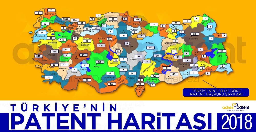 Türkiye’nin 2018 yılı patent haritası 
