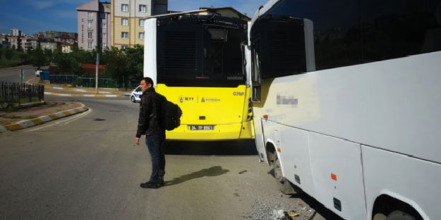 Freni patlayan minibüs İETT otobüsüne çarptı