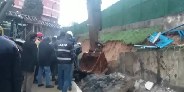 Tuzla'da istinat duvarı çöktü! Göçük altında bir işçi kaldı