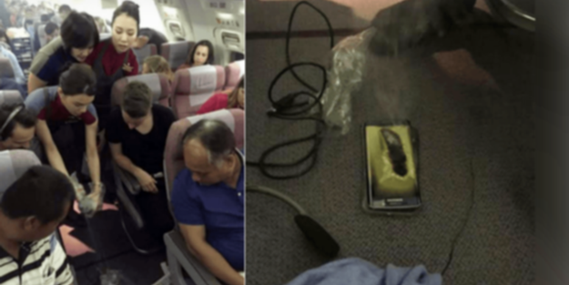 Galaxy S6 uçakta sahibinin elinde patladı!