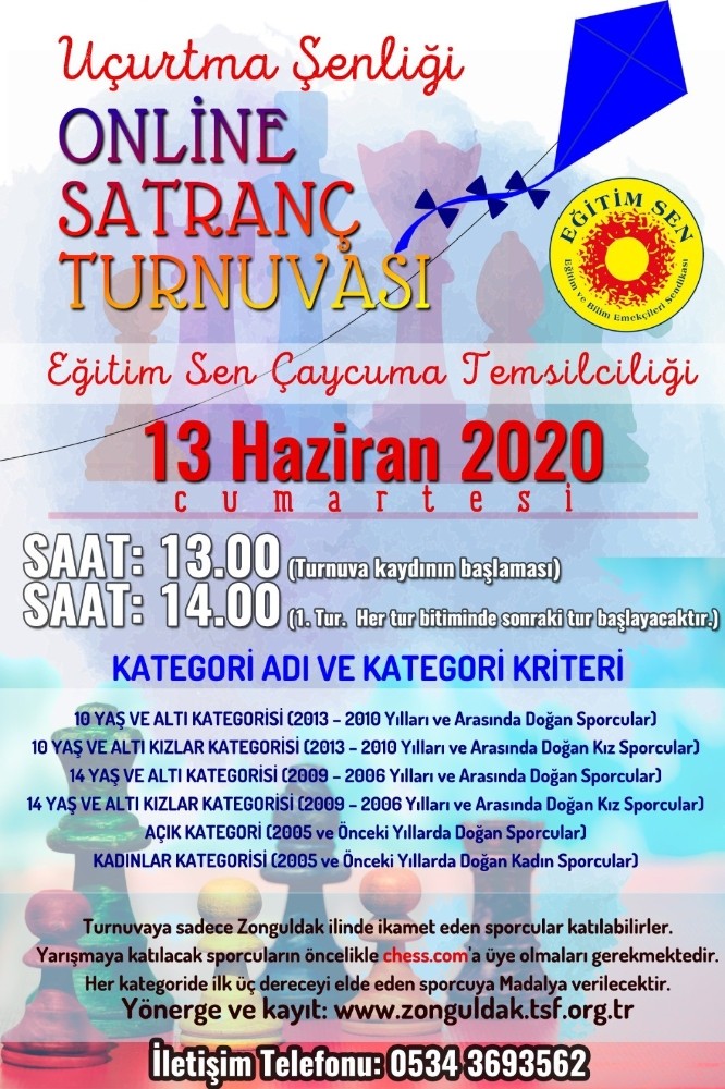 Uçurtma şenliği satranç turnuvası online olarak yapılacak 