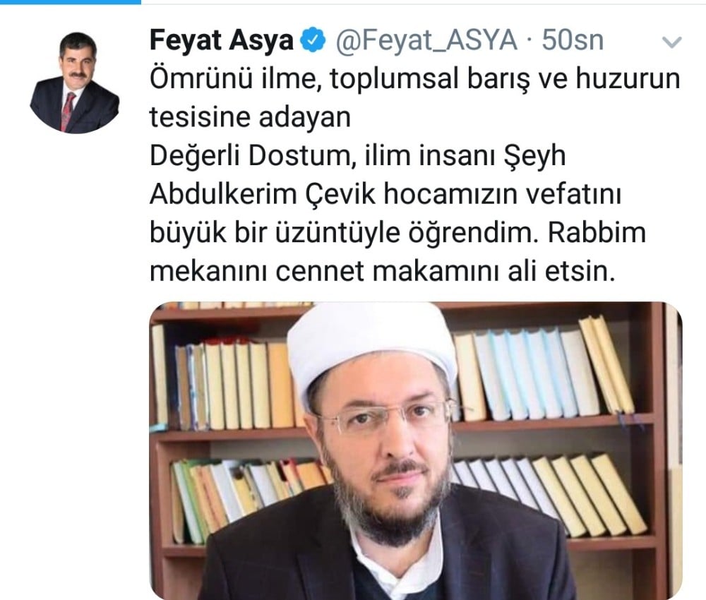 Uğradığı silahlı saldırı sonrası hayatını kaybeden Nakşibendi Şeyhi için sosyal medyada taziye ve kınama mesajları 