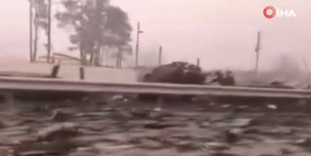 Ukrayna'da imha edilen Rus askeri konvoyu böyle görüntülendi