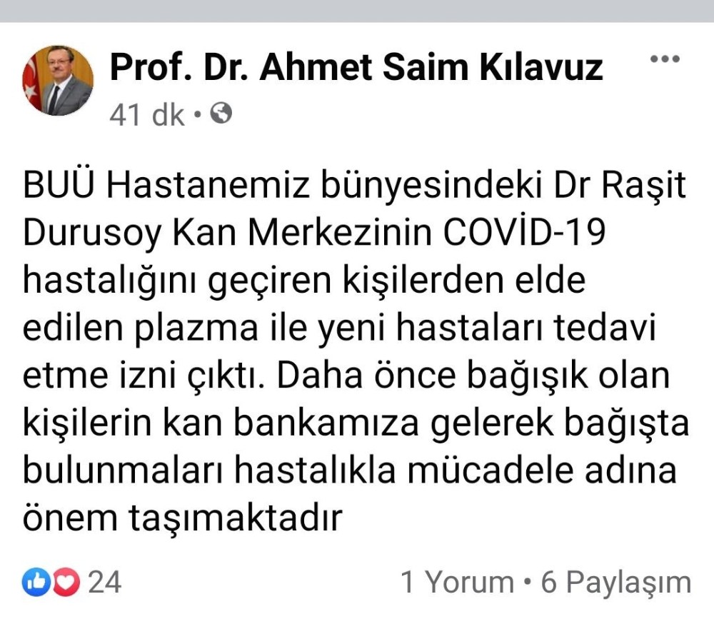 Uludağ Üniversitesi rektöründen kan bağışı çağrısı 
