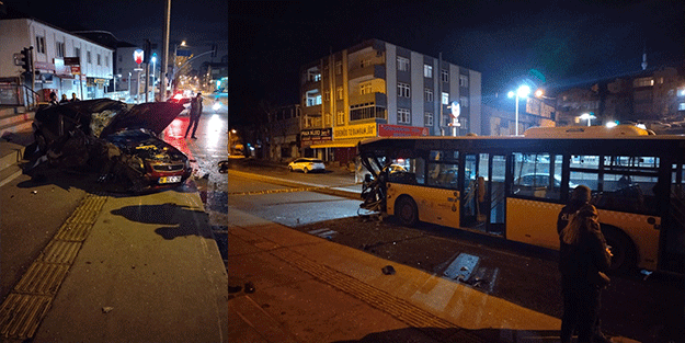 Ümraniye'de İETT otobüsü ile otomobil çarpıştı: 1'i ağır 5 yaralı