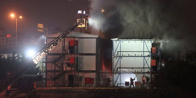 Ümraniye'de işçilerin kaldığı konteynerde çıkan yangın söndürüldü