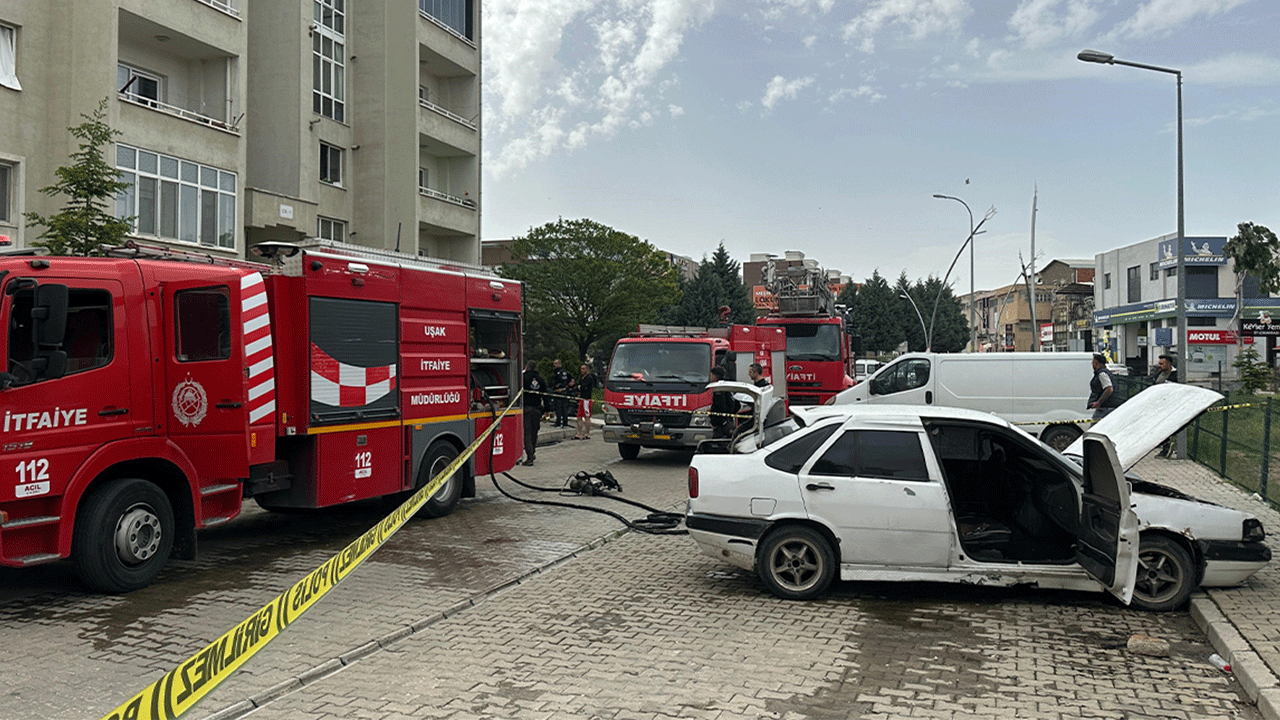 Uşakta garip olay: Eşi ifade verirken evi ve arabayı yaktı!