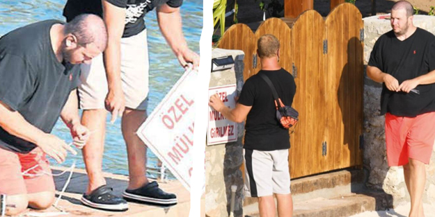 'Uyanık' Şahan Gökbakar 'özel mülktür' tabelasını söktürdü!