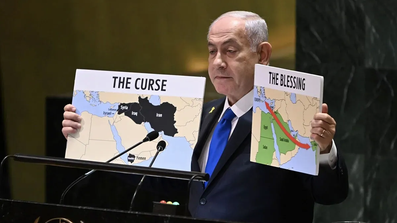 Uyanın artık Müslüman ülke liderleri! İşgalci katilden BM’de skandal harita